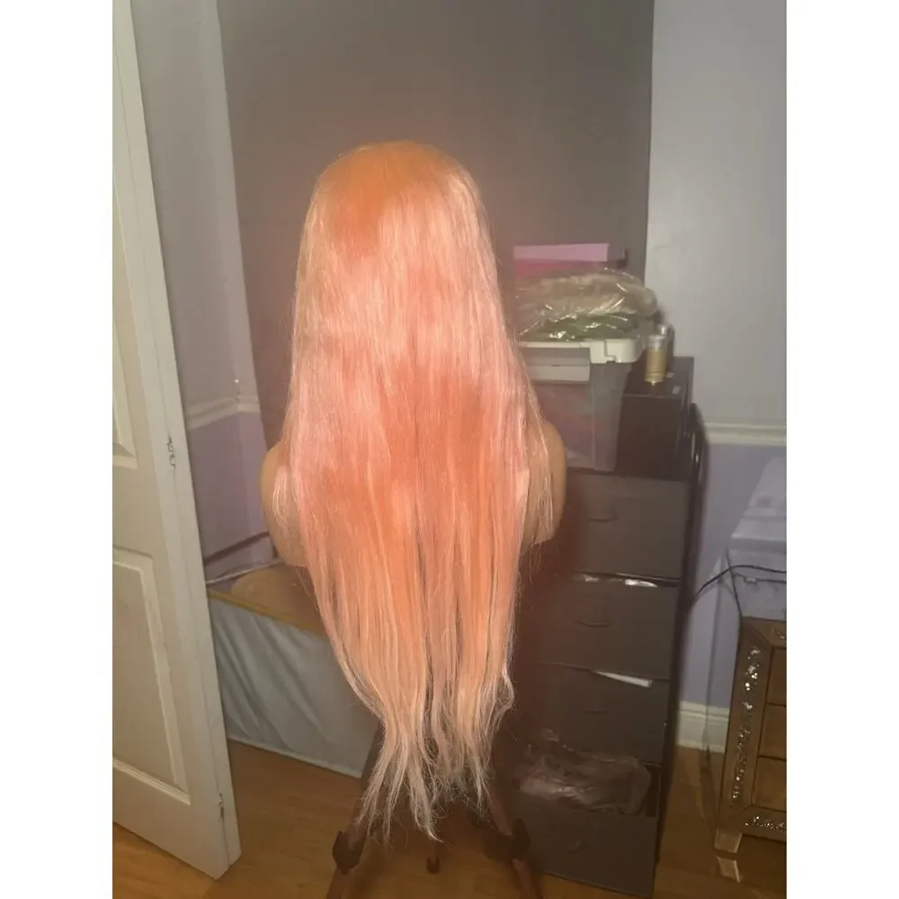 13x6 Lace Front Human Hair Wig Pink